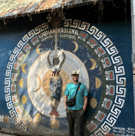 A giant Mayan calendar mural