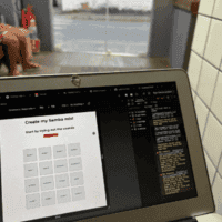 Laptop pictured in a laundrette