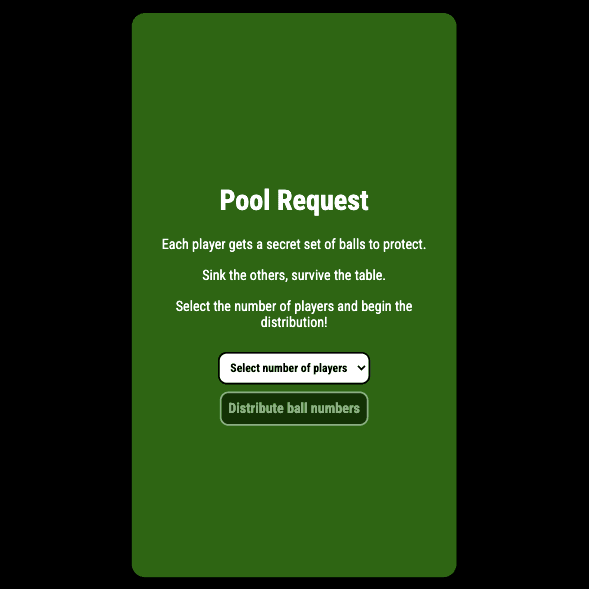 Pool Request app start screen