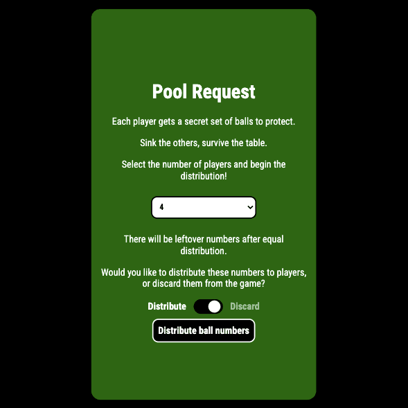 Pool Request app with discard or distribute toggle